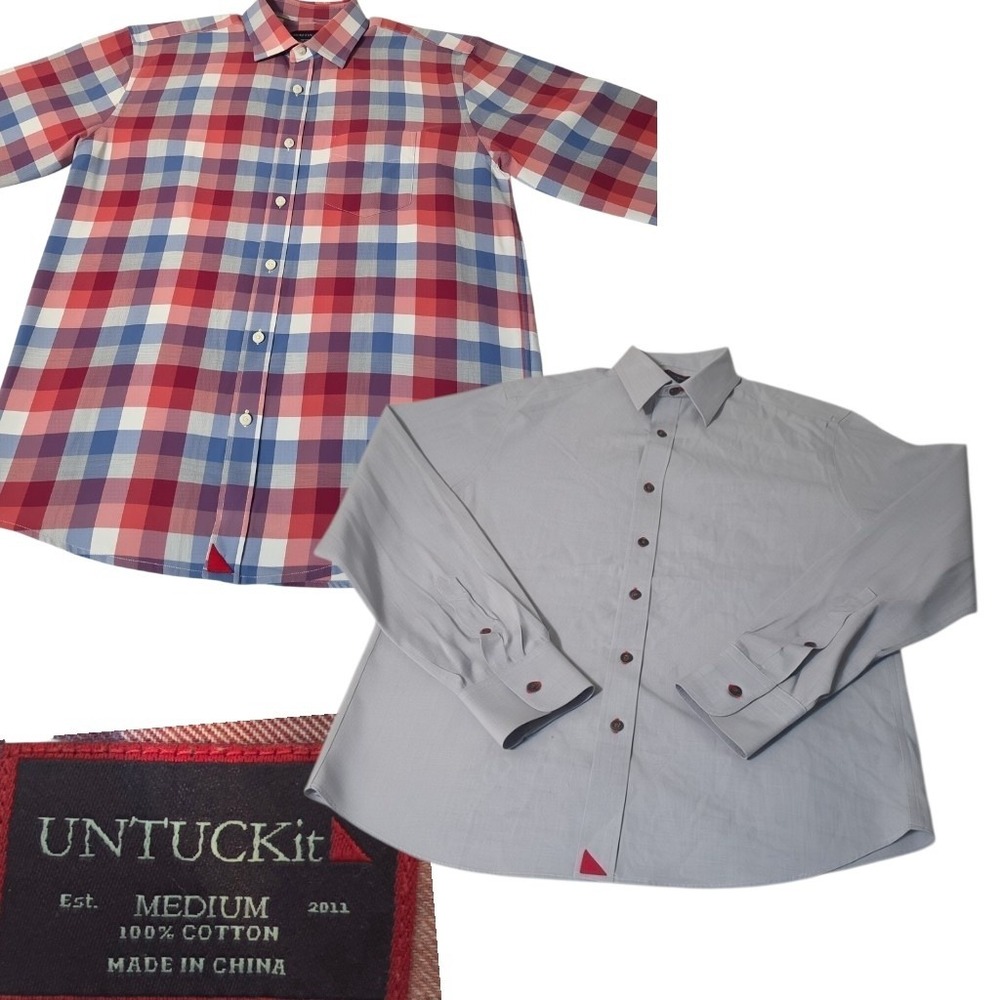 UNTUCKit Button Down Shirt LOT OF 2 Mens Medium DRESS and CASUAL